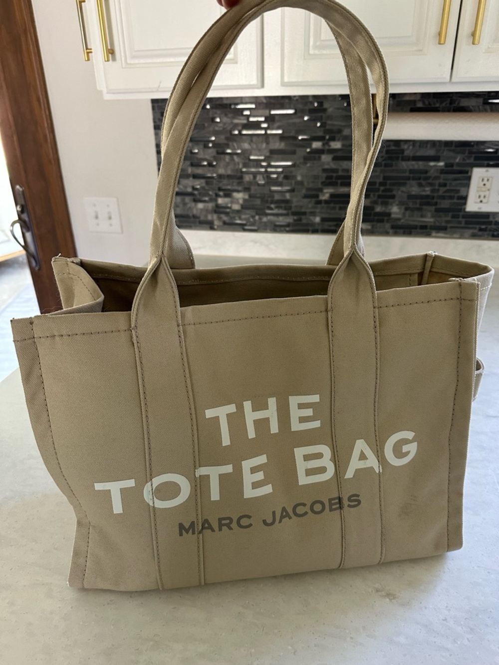 Marc Jacobs Large Canvas Tote Bag Beige Neutral - Picture 3 of 9